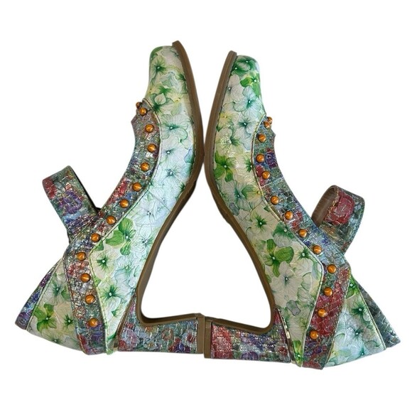 L'Artiste Spring Step Luckigirl Mary Jane Pump Green Multicolor Beaded Sz 41 - Picture 11 of 16